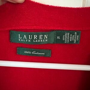Ralph Lauren cashmere Red Cardigan Sweater V-Neck Long Sleeves